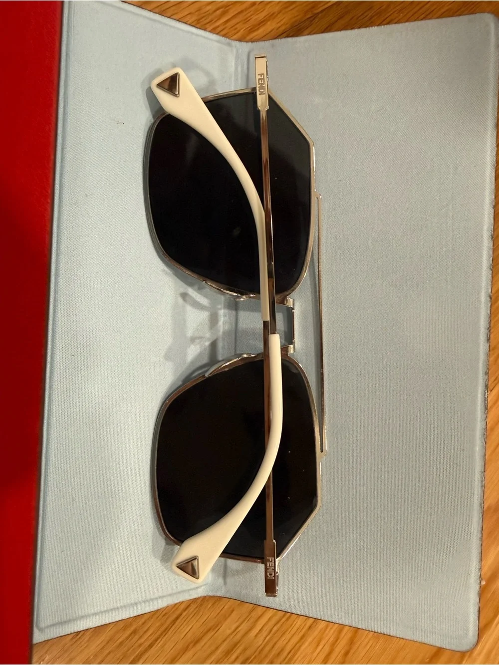 Fendi Geometric Metal Frame Sunglasses - Black Lenses